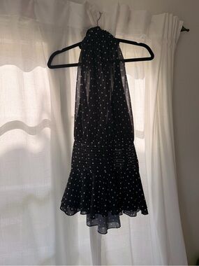 Peppermayo Black and White Polka Halter Mini Dress NWT